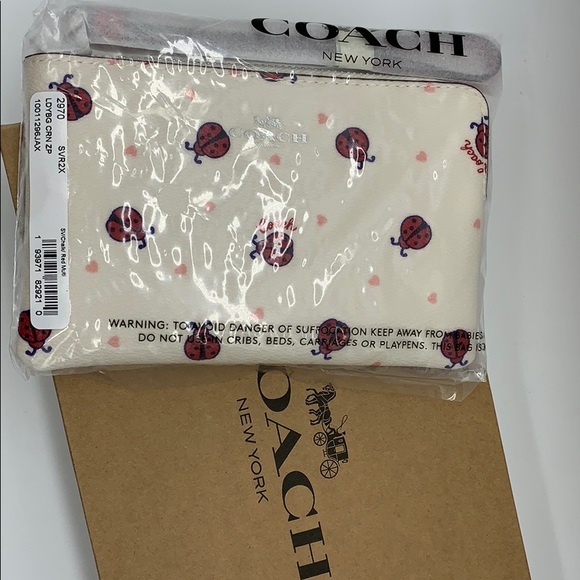 COACH Corner Zip Wristlet With Ladybug Print - Picture 11 of 16